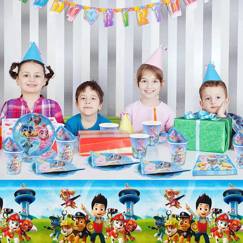Tischdecke Paw Patrol Geburtstag Cartoon Hund Party Dekorationen Einweggeschirr Wasserdichte Tischdecke Babypartyzubehör