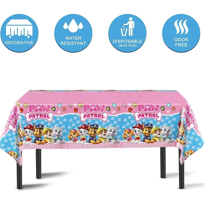 Tischdecke Paw Patrol Geburtstag Cartoon Hund Party Dekorationen Einweggeschirr Wasserdichte Tischdecke Babypartyzubehör