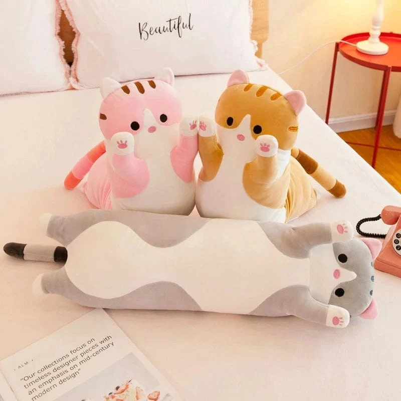 50-130 cm langes Katzenplüschtier, süßes Tier, Katze, kreatives langes Stofftier, Büropause, Nickerchen, Schlafkissen, gefüllte Geschenkpuppe für Kinder