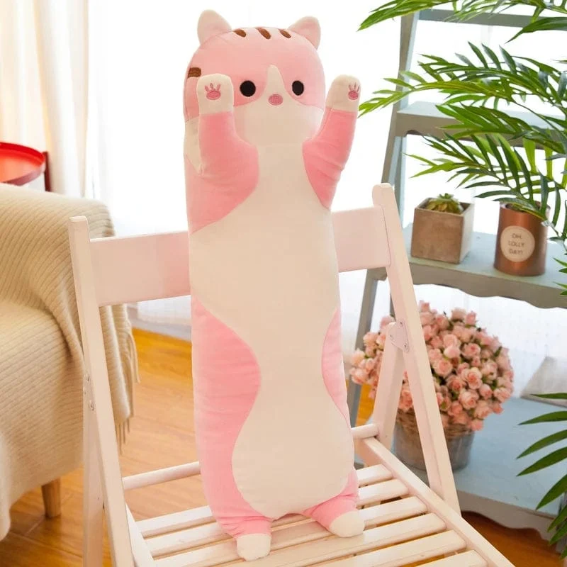 50-130 cm langes Katzenplüschtier, süßes Tier, Katze, kreatives langes Stofftier, Büropause, Nickerchen, Schlafkissen, gefüllte Geschenkpuppe für Kinder