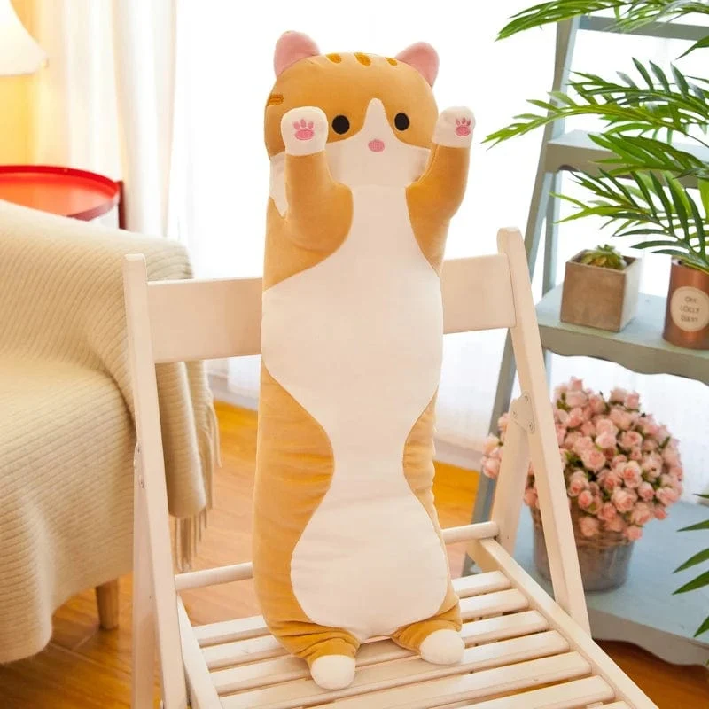 50-130 cm langes Katzenplüschtier, süßes Tier, Katze, kreatives langes Stofftier, Büropause, Nickerchen, Schlafkissen, gefüllte Geschenkpuppe für Kinder