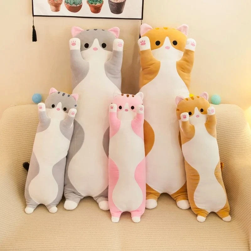 50-130 cm langes Katzenplüschtier, süßes Tier, Katze, kreatives langes Stofftier, Büropause, Nickerchen, Schlafkissen, gefüllte Geschenkpuppe für Kinder