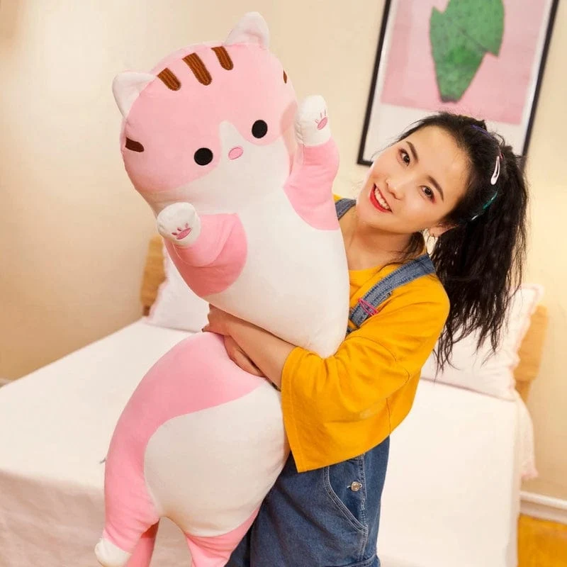 50-130 cm langes Katzenplüschtier, süßes Tier, Katze, kreatives langes Stofftier, Büropause, Nickerchen, Schlafkissen, gefüllte Geschenkpuppe für Kinder