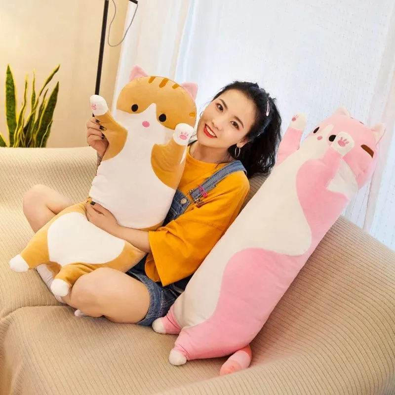 50-130 cm langes Katzenplüschtier, süßes Tier, Katze, kreatives langes Stofftier, Büropause, Nickerchen, Schlafkissen, gefüllte Geschenkpuppe für Kinder