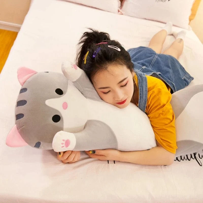 50-130 cm langes Katzenplüschtier, süßes Tier, Katze, kreatives langes Stofftier, Büropause, Nickerchen, Schlafkissen, gefüllte Geschenkpuppe für Kinder