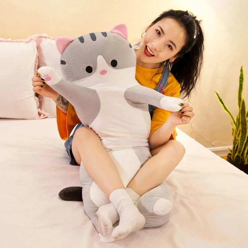 50-130 cm langes Katzenplüschtier, süßes Tier, Katze, kreatives langes Stofftier, Büropause, Nickerchen, Schlafkissen, gefüllte Geschenkpuppe für Kinder