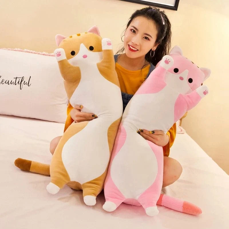 50-130 cm langes Katzenplüschtier, süßes Tier, Katze, kreatives langes Stofftier, Büropause, Nickerchen, Schlafkissen, gefüllte Geschenkpuppe für Kinder