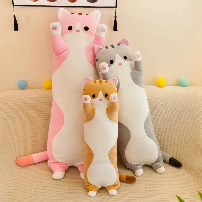 50-130 cm langes Katzenplüschtier, süßes Tier, Katze, kreatives langes Stofftier, Büropause, Nickerchen, Schlafkissen, gefüllte Geschenkpuppe für Kinder