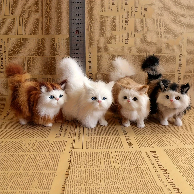 Simulation Katze Plüsch Spielzeug Weiches Ausgestopftes Kätzchen Modell Gefälschte Katzen Realistische Tiere für Kinder Mädchen Geburtstag Valentinstag Geschenk