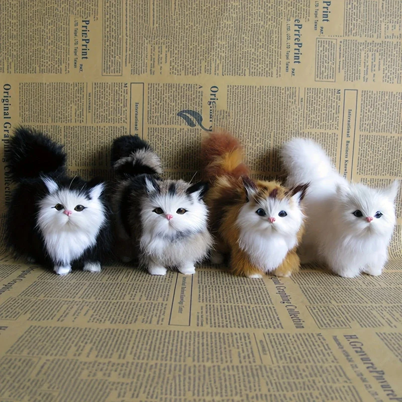 Simulation Katze Plüsch Spielzeug Weiches Ausgestopftes Kätzchen Modell Gefälschte Katzen Realistische Tiere für Kinder Mädchen Geburtstag Valentinstag Geschenk