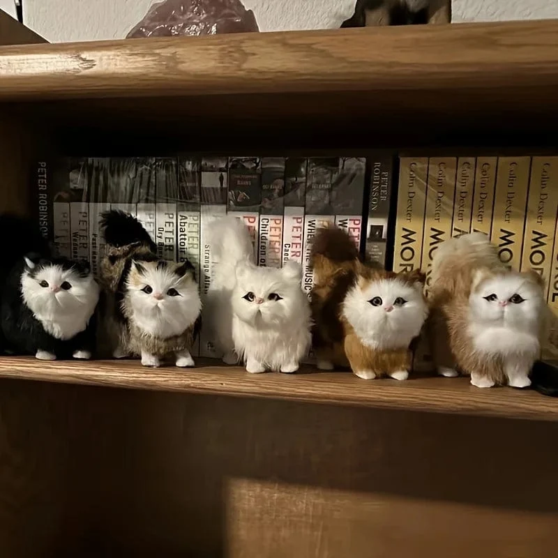 Simulation Katze Plüsch Spielzeug Weiches Ausgestopftes Kätzchen Modell Gefälschte Katzen Realistische Tiere für Kinder Mädchen Geburtstag Valentinstag Geschenk