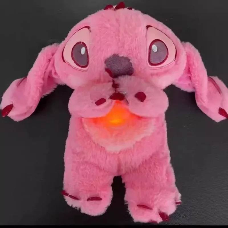 2024 neue Lilo & Stitch Plüsch Puppe Atem Kind Peluche Kawaii Beruhigt Spielzeug Anime Baby Musik Licht Schlaf Spielzeug Rosa Stich Kid Geschenke