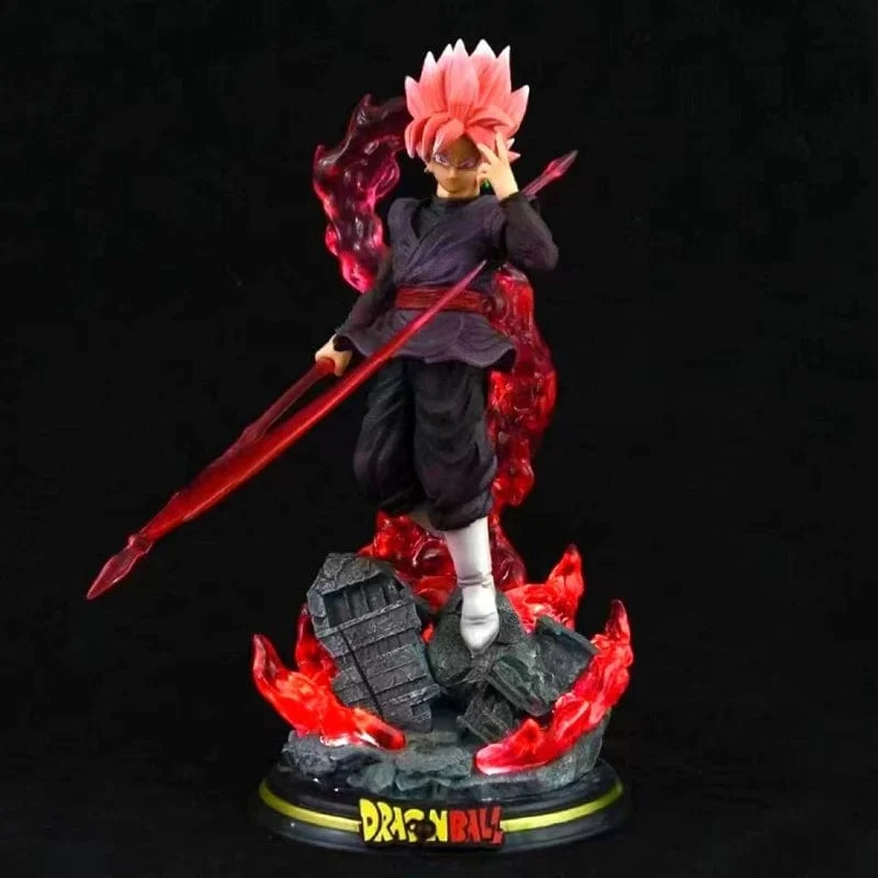 28CM Dragon Ball Z Zamasu Figur Schwarze Goku PVC Actionfiguren GK Statue mit Lichtsockel Sammlung Modell Spielzeug für Kinder Geschenk