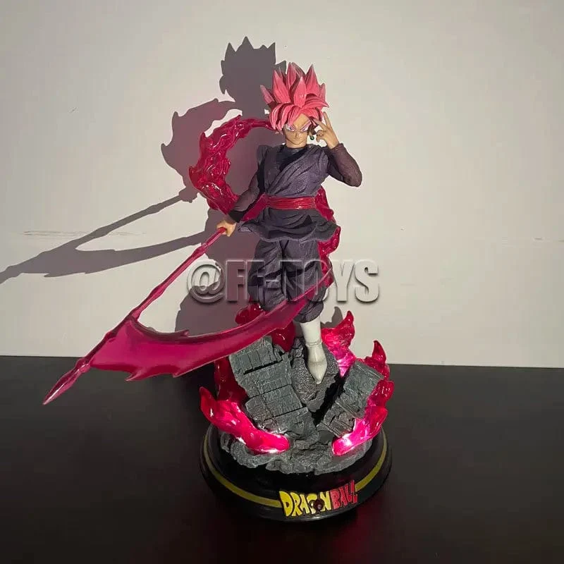 28CM Dragon Ball Z Zamasu Figur Schwarze Goku PVC Actionfiguren GK Statue mit Lichtsockel Sammlung Modell Spielzeug für Kinder Geschenk