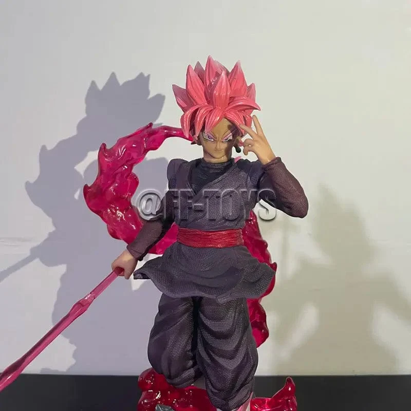 28CM Dragon Ball Z Zamasu Figur Schwarze Goku PVC Actionfiguren GK Statue mit Lichtsockel Sammlung Modell Spielzeug für Kinder Geschenk