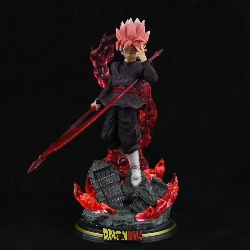 28CM Dragon Ball Z Zamasu Figur Schwarze Goku PVC Actionfiguren GK Statue mit Lichtsockel Sammlung Modell Spielzeug für Kinder Geschenk