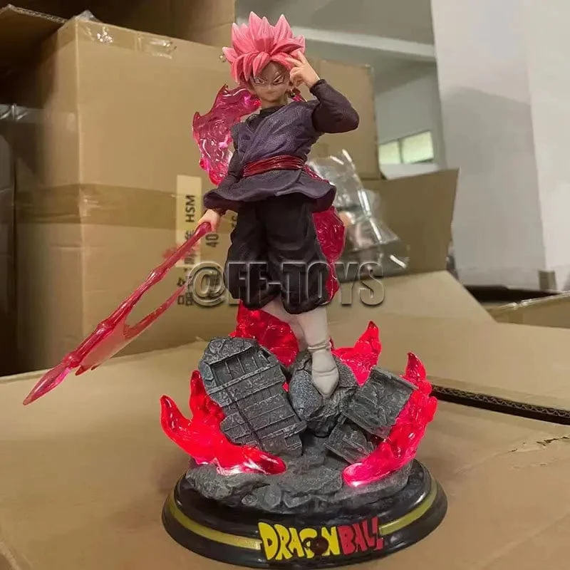 28CM Dragon Ball Z Zamasu Figur Schwarze Goku PVC Actionfiguren GK Statue mit Lichtsockel Sammlung Modell Spielzeug für Kinder Geschenk