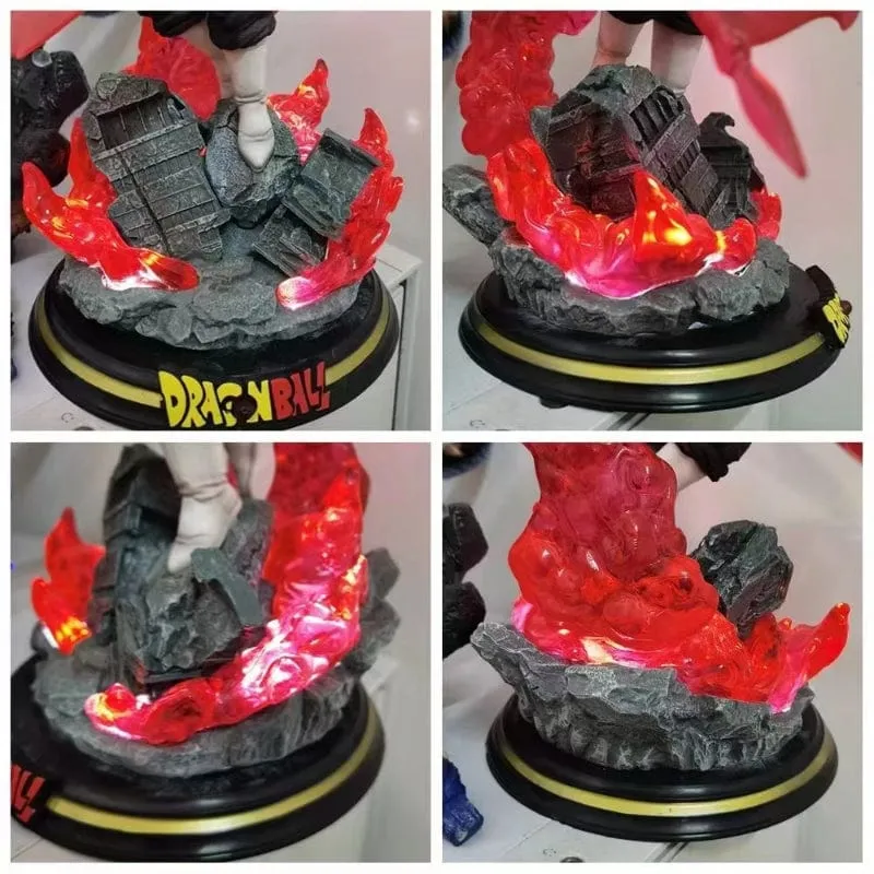 28CM Dragon Ball Z Zamasu Figur Schwarze Goku PVC Actionfiguren GK Statue mit Lichtsockel Sammlung Modell Spielzeug für Kinder Geschenk