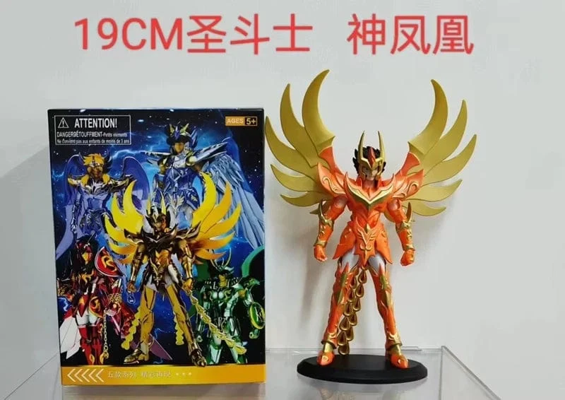 19CM Anime Figur Phoenix Ikki Hyoga Seiya Shiryu Stehende Rüstung Modell Kinderspielzeug PVC Box Desktop Sammlung Dekoration