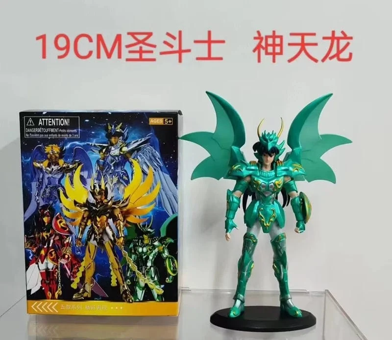 19CM Anime Figur Phoenix Ikki Hyoga Seiya Shiryu Stehende Rüstung Modell Kinderspielzeug PVC Box Desktop Sammlung Dekoration