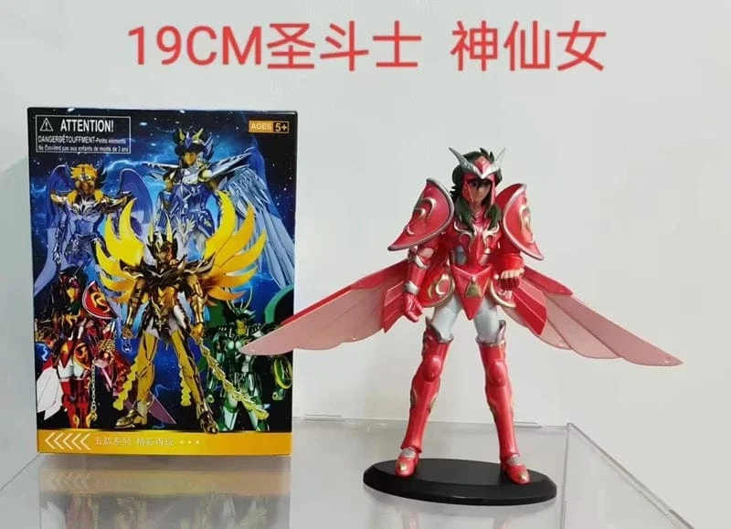 19CM Anime Figur Phoenix Ikki Hyoga Seiya Shiryu Stehende Rüstung Modell Kinderspielzeug PVC Box Desktop Sammlung Dekoration