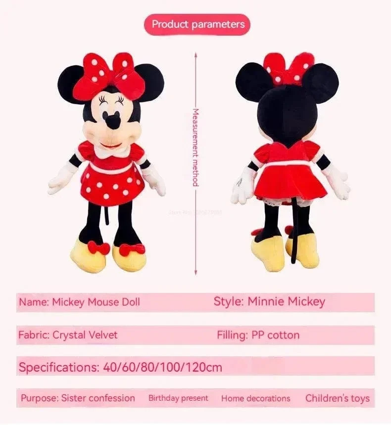 Neu Disney Cartoon Nette Mickey Minnie Plüsch Puppe Baumwolle Gefüllt Super Weiche Kristall Samt Stofftiere Mädchen