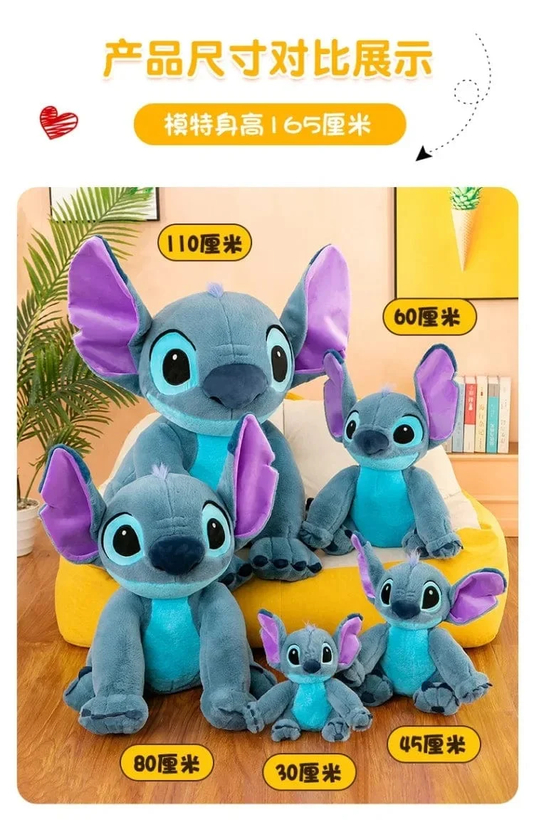 Disney Stitch Plüsch Spielzeug Puppen Anime Stitch Sitzen Stitch 45/60cm Cartoon Gefüllte Puppe Kinder Tröstendes Kissen Kinder Geschenke