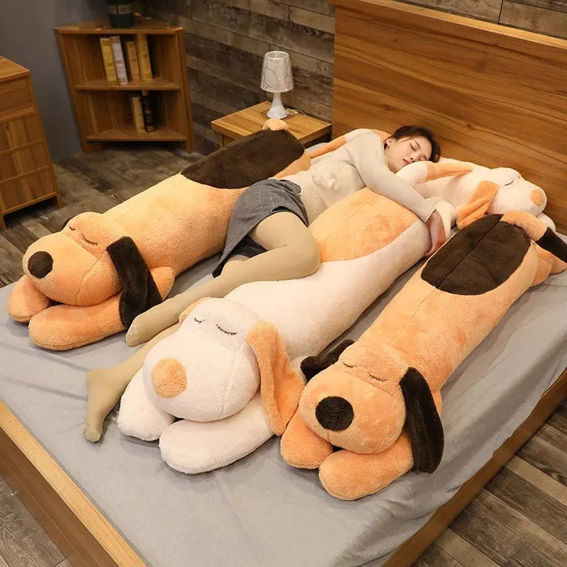150 cm riesiges, schönes, weiches Hundeplüschkissen aus Daunenbaumwolle, Puppe, ausgestopftes Haustier, Puppe, Baby, langes Schlafkissen, Begleitgeschenk für die Freundin
