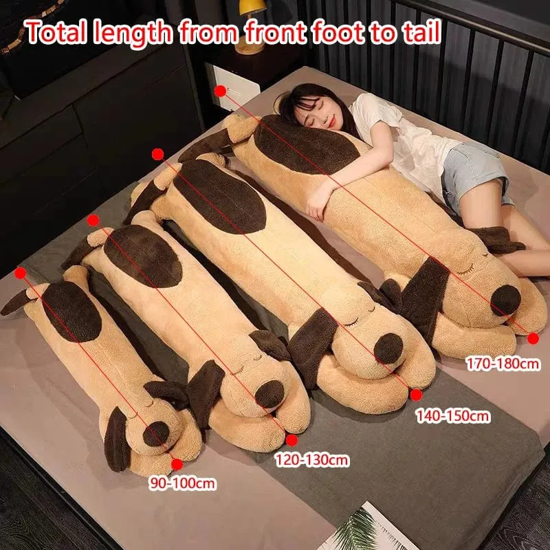 150 cm riesiges, schönes, weiches Hundeplüschkissen aus Daunenbaumwolle, Puppe, ausgestopftes Haustier, Puppe, Baby, langes Schlafkissen, Begleitgeschenk für die Freundin