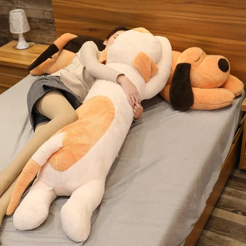 150 cm riesiges, schönes, weiches Hundeplüschkissen aus Daunenbaumwolle, Puppe, ausgestopftes Haustier, Puppe, Baby, langes Schlafkissen, Begleitgeschenk für die Freundin