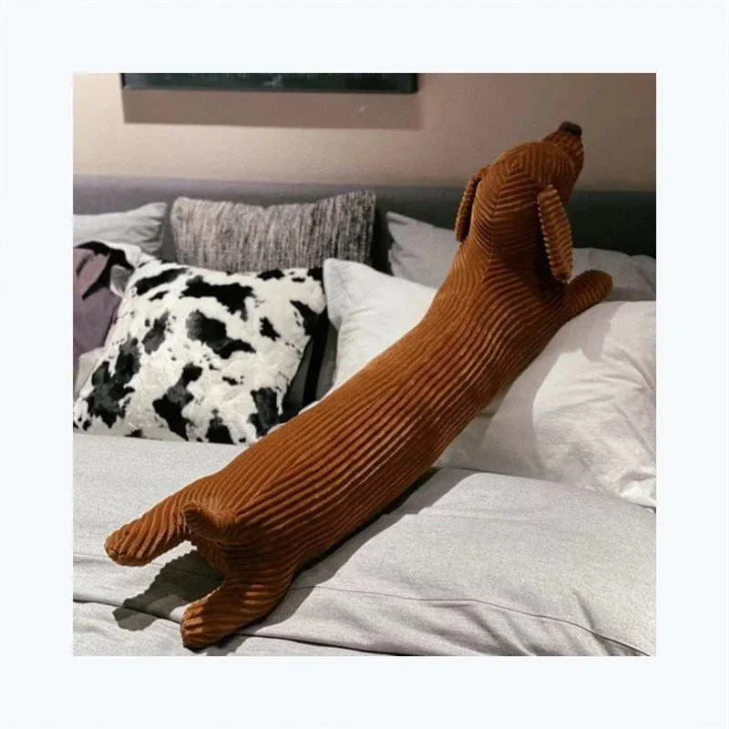 50~110 cm Dackel-Hundeform-Plüschkissen, lebensechtes, gefülltes Wurfkissen für Sofa, Stuhl, Heimdekoration, langes Hundekissen, Geschenk