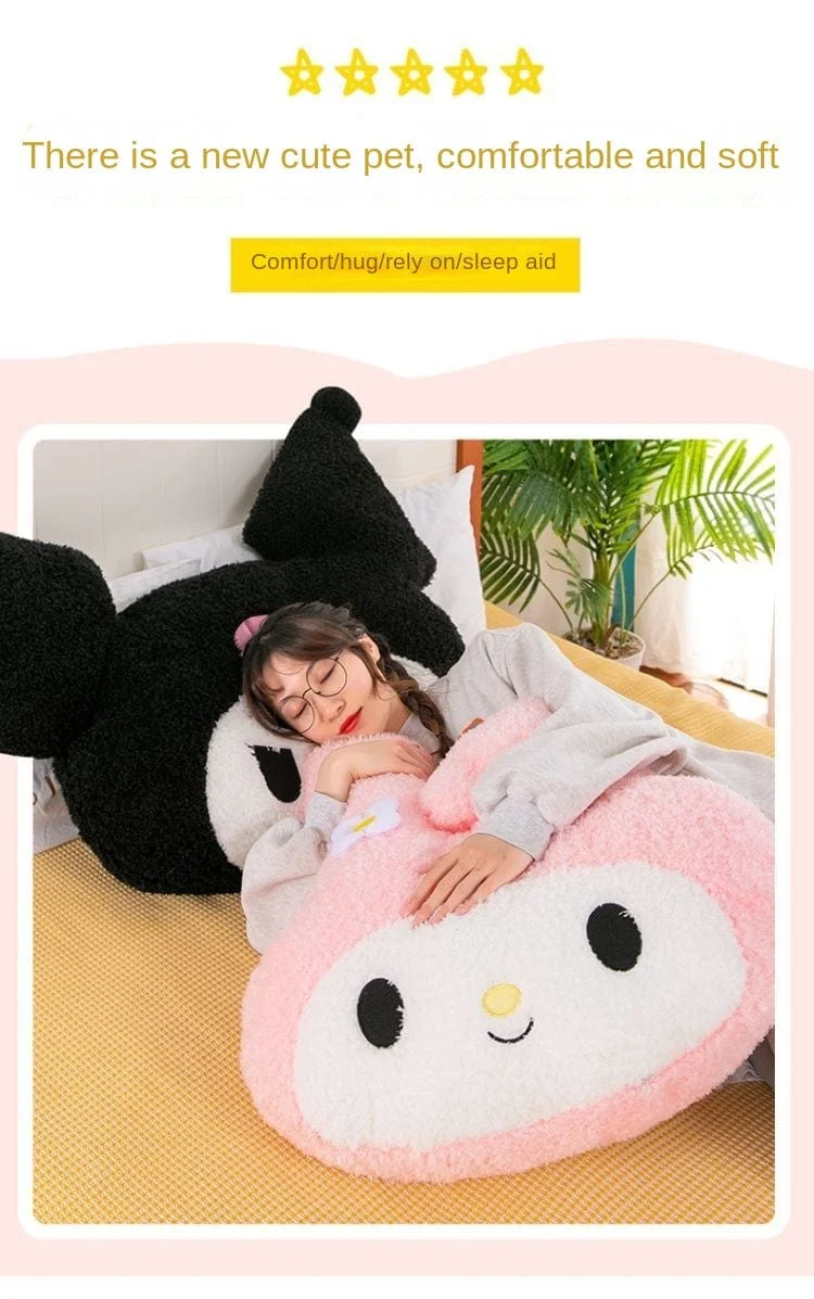 Übergroßes Kuromi Melody Sanrio Plüschtier, superweiches Plüschkissen, Kwaii Plüschtier, Kindergeburtstagsgeschenke