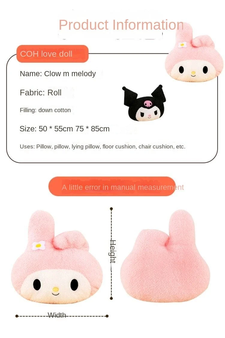 Übergroßes Kuromi Melody Sanrio Plüschtier, superweiches Plüschkissen, Kwaii Plüschtier, Kindergeburtstagsgeschenke