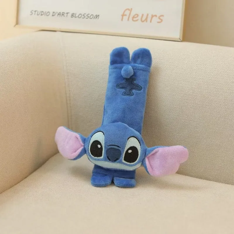 Disney Stitch Auto Sicherheitsgurtbezug Nackenkissen Cartoon Anime Kopfstütze Nackenstütze Universal Auto Plüsch Niedliche Innenausstattung