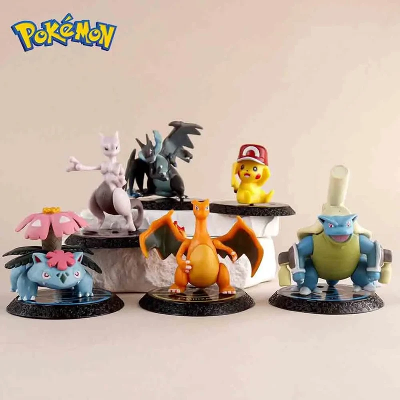 Pokemon 6 Teile/satz Anime Figur Pikachu 6-7cm Figur Charizard Blastoise Squirtle Bulbasaur Actionfiguren Modell Spielzeug Geschenke