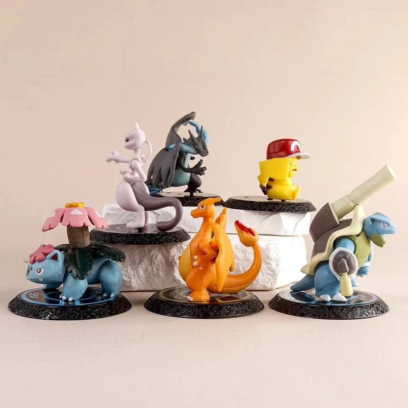 Pokemon 6 Teile/satz Anime Figur Pikachu 6-7cm Figur Charizard Blastoise Squirtle Bulbasaur Actionfiguren Modell Spielzeug Geschenke