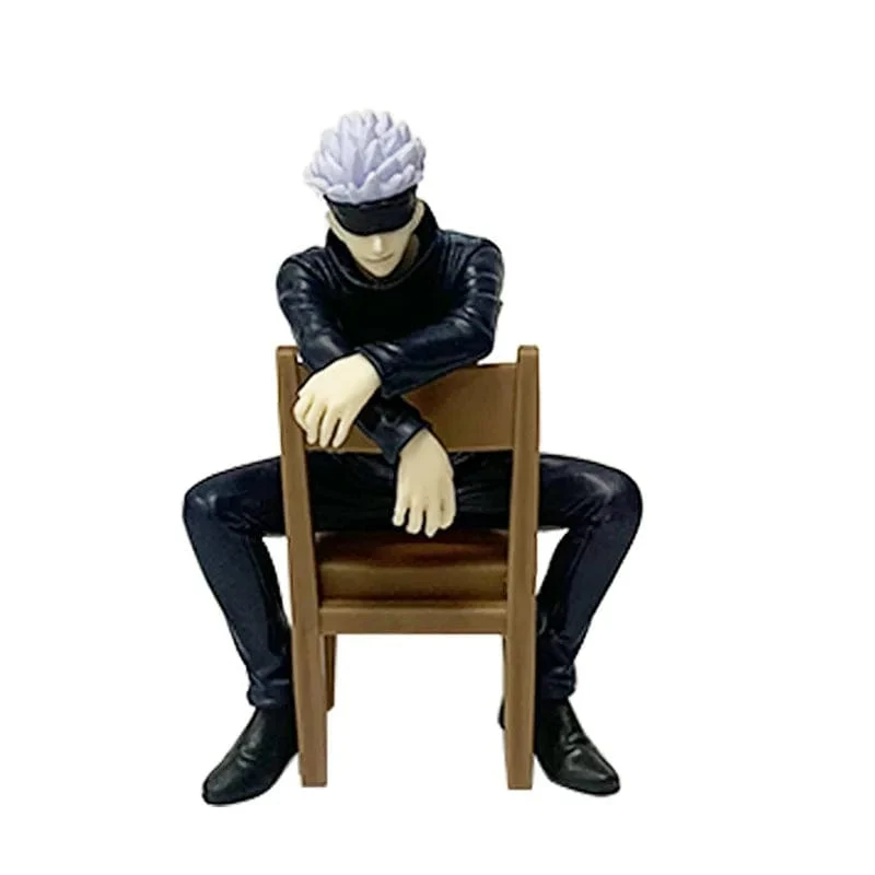 Jujutsu Kaisen 11cm 14cm Sitzende Satoru Gojo Figur mit Stuhl Pausenzeit Sammlung Modell Anime Dekoration Spielzeug Geschenke
