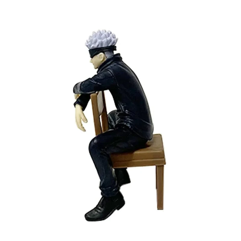 Jujutsu Kaisen 11cm 14cm Sitzende Satoru Gojo Figur mit Stuhl Pausenzeit Sammlung Modell Anime Dekoration Spielzeug Geschenke
