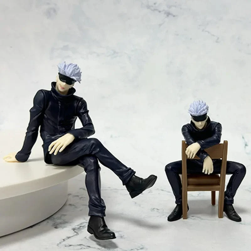 Jujutsu Kaisen 11cm 14cm Sitzende Satoru Gojo Figur mit Stuhl Pausenzeit Sammlung Modell Anime Dekoration Spielzeug Geschenke