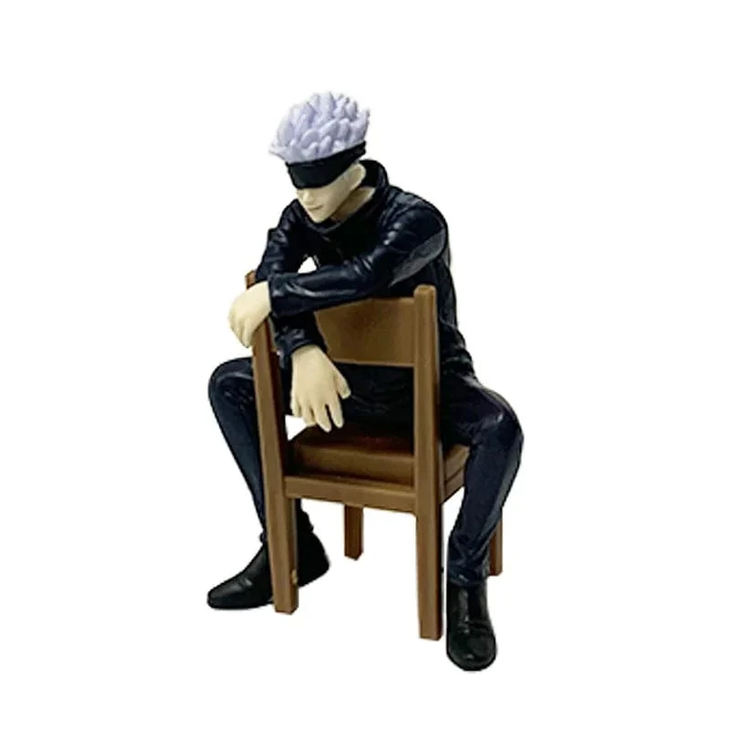 Jujutsu Kaisen 11cm 14cm Sitzende Satoru Gojo Figur mit Stuhl Pausenzeit Sammlung Modell Anime Dekoration Spielzeug Geschenke