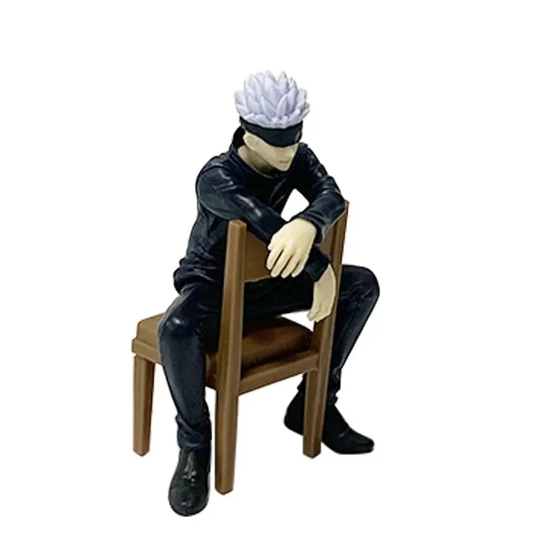 Jujutsu Kaisen 11cm 14cm Sitzende Satoru Gojo Figur mit Stuhl Pausenzeit Sammlung Modell Anime Dekoration Spielzeug Geschenke