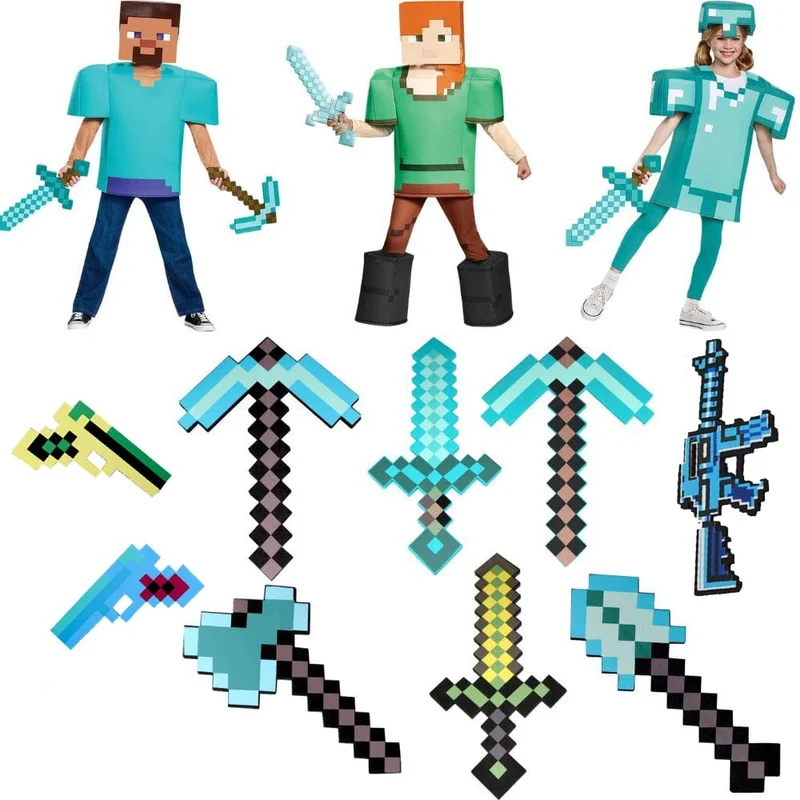 Schaumstoffspielzeug-Schwert Minecraft, Rollenspiel-Zubehörserie in Kindergröße, geeignet für Videospielfans und höher zum Sammeln von Geschenken