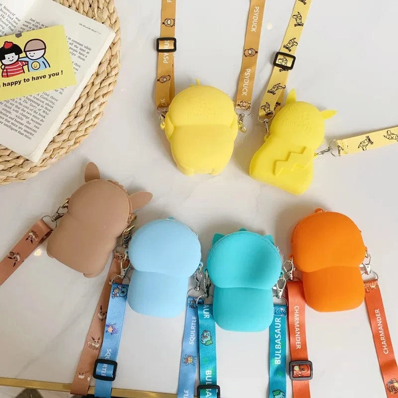 Pokemon Geldbörse Pikachu Anime Figuren Cartoon Modell Silikon Brieftasche Kawaii Persönlichkeit Mode Schulter Tasche Kinder Spielzeug Geschenke