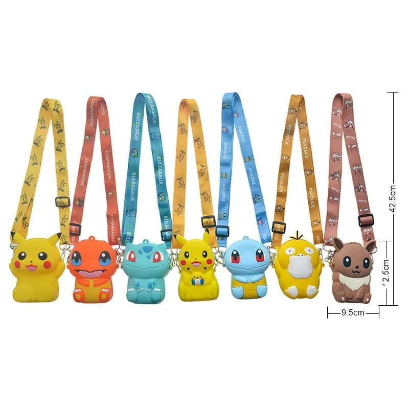 Pokemon Geldbörse Pikachu Anime Figuren Cartoon Modell Silikon Brieftasche Kawaii Persönlichkeit Mode Schulter Tasche Kinder Spielzeug Geschenke