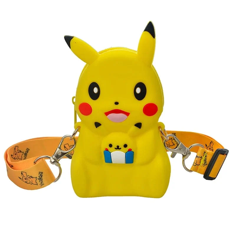 Pokemon Geldbörse Pikachu Anime Figuren Cartoon Modell Silikon Brieftasche Kawaii Persönlichkeit Mode Schulter Tasche Kinder Spielzeug Geschenke