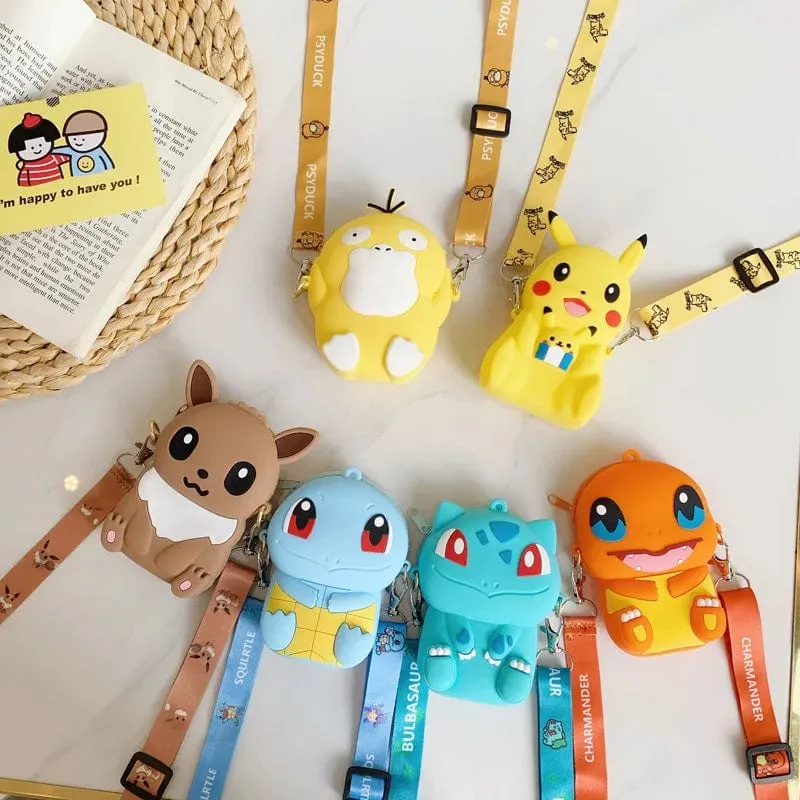 Pokemon Geldbörse Pikachu Anime Figuren Cartoon Modell Silikon Brieftasche Kawaii Persönlichkeit Mode Schulter Tasche Kinder Spielzeug Geschenke