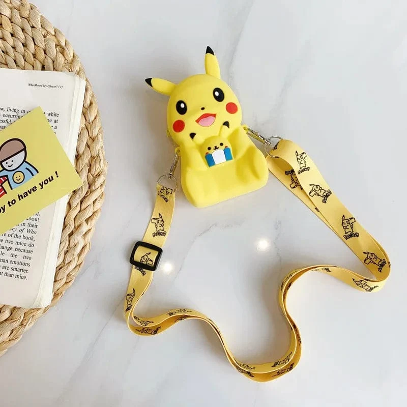 Pokemon Geldbörse Pikachu Anime Figuren Cartoon Modell Silikon Brieftasche Kawaii Persönlichkeit Mode Schulter Tasche Kinder Spielzeug Geschenke