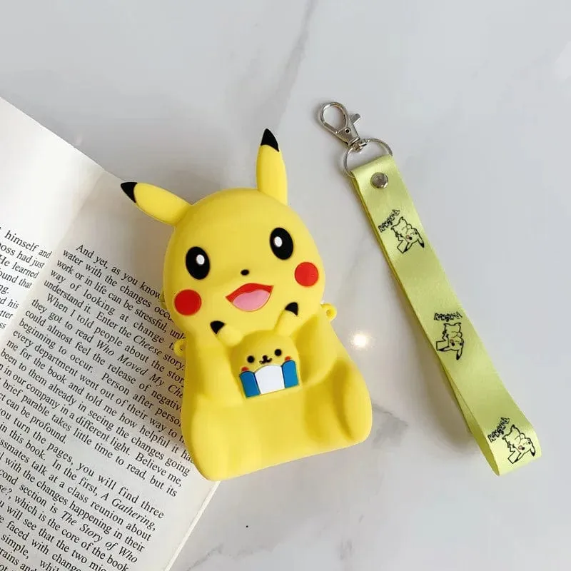 Pokemon Geldbörse Pikachu Anime Figuren Cartoon Modell Silikon Brieftasche Kawaii Persönlichkeit Mode Schulter Tasche Kinder Spielzeug Geschenke