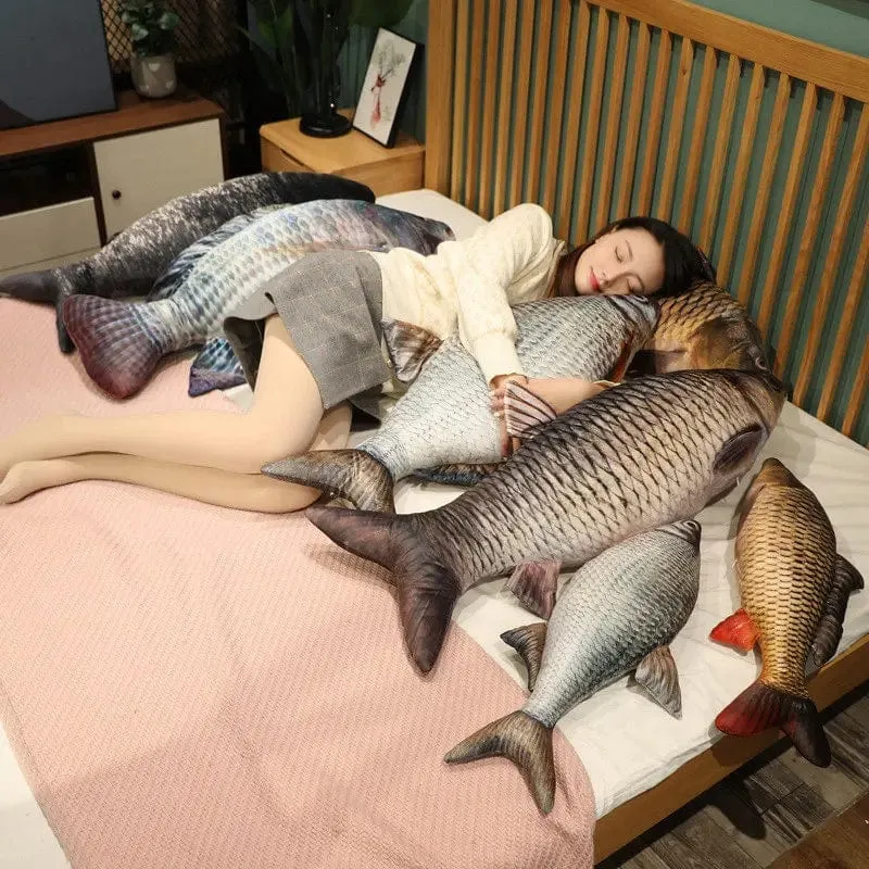 30-100 cm Simulation Lustiger Fisch Plüschtiere Gefülltes weiches Tier Karpfen Plüschkissen Kreatives Schlafkissen für Kinder Mädchen Weihnachtsgeschenk