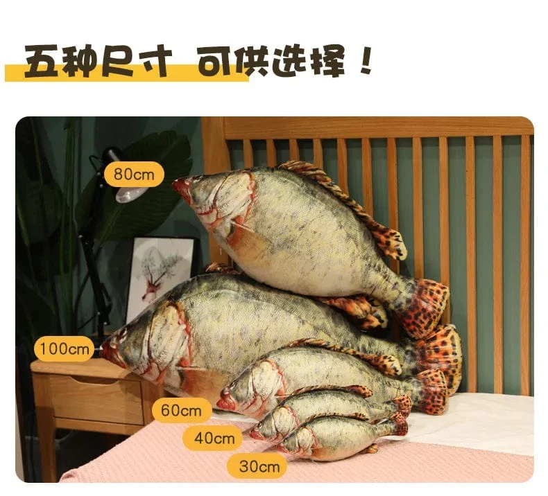 30-100 cm Simulation Lustiger Fisch Plüschtiere Gefülltes weiches Tier Karpfen Plüschkissen Kreatives Schlafkissen für Kinder Mädchen Weihnachtsgeschenk